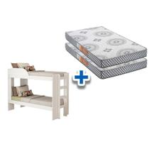 Colchão D20 Pérola Grey Polar (2un) + Beliche Bia Branco