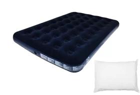 Colchão de Ar Inflável Casal Vinil Aveludado Confortável Resistente Compacto - Bel +Travesseiro