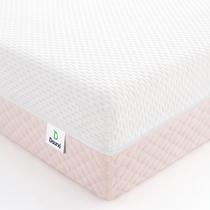 Colchão de berço Dourxi de dupla face Comfort Memory Foam branco e rosa