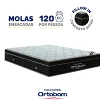 Colchão de Molas Ensacadas Ortobom Elegante Super Pillow In Queen 158 cm