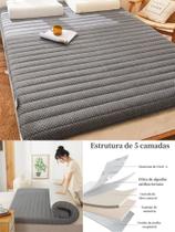 Colchão Dobrável Cinza Apoio Ergonômico com Espuma de Memória e Látex Natural