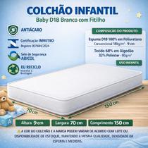 Colchão Infantil Baby 70x150 D18 Branco 9cm Espuma Antialérgica Selo INMETRO Colchão Infantil Baby 70x150 D18 Branco 9cm Espuma Antialérgica Selo INMETRO