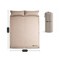 Colchao Inflavel Automatico Casal 192x133cm PVC com Travesseiro Bege para Camping Viagem