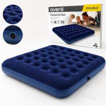 Colchão Inflável Casal Aveludado 191x137x22cm Até 200kg Portátil Azul Colchão Inflável Casal Aveludado 191x137x22cm Até 200kg Portátil Azul