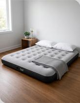 Colchão Inflável Casal Cinza Aveludado 193cm x 137cm Camping Viagem Conforto Suporta 300kg Belfix