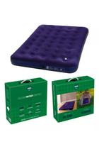 Colchão Inflável Casal Com Inflador Acoplado Multiuso Mor 409072 Azul