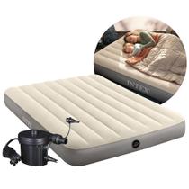 Colchão Inflável Casal Dura Beam Fiber Tech Com Bomba Elétrica Intex
