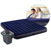 Colchão Inflável Casal King 203cm x 183cm Dura Beam Downy Aveludado 272kg com Bomba Elétrica Intex Colchão Inflável Casal King 203cm x 183cm Dura Beam Downy Aveludado 272kg com Bomba Elétrica Intex