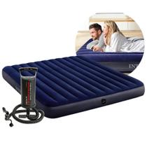 Colchão Inflável Casal King 203cm x 183cm Dura Beam Downy Aveludado 272kg com Bomba Manual Intex
