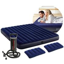Colchão Inflável Casal King Dura Beam Downy Aveludado 272kg com 2 Travesseiros Infláveis e Bomba Manual Intex Colchão Inflável Casal King Dura Beam Downy Aveludado 272kg com 2 Travesseiros Infláveis e Bomba Manual Intex