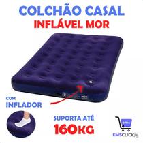 Colchão Inflavel Casal Mor C/ Inflador Embutido Azul Colchão Inflavel Casal Mor C/ Inflador Embutido Azul