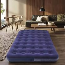 Colchão Inflavel Casal Multiuso Cor Azul C Inflador Embutido Inflador de Pé Embutido e Kit Reparo