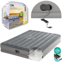 Colchão Inflável Casal Queen Elétrico Dura-Beam 64114 c/ bomba USB INTEX