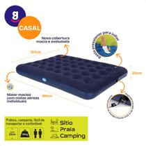 Colchão Inflável de Casal Fole para Inflação Rápida Acoplado