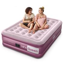 Colchão Inflável iDOO Queen 203x152x46 cm com Bomba Elétrica Embutida Rosa