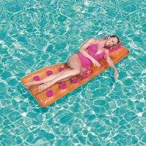 Colchão inflável p/ piscina Bestway apoio de cabeça Laranja