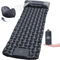 Colchão Inflável Solteiro Compacto Camping Acampamento Viagem Ao Ar Livre Bomba Embutida Travesseiro Almofada 190cm