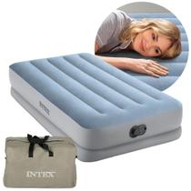 Colchão Inflável Solteiro Dura Beam Prestige Azul Standard 136kg Bomba USB Intex Colchão Inflável Solteiro Dura Beam Prestige Azul Standard 136kg Bomba USB Intex