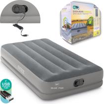 Colchão Inflável Solteiro Elétrico Dura-Beam 64112 c/ bomba USB INTEX