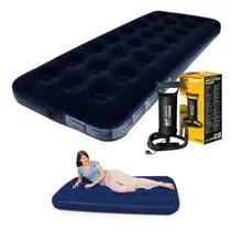 Colchão Inflável Solteiro Leve Resistente +Bomba Ar + Reparo Colchão Inflável Solteiro Leve Resistente +Bomba Ar + Reparo