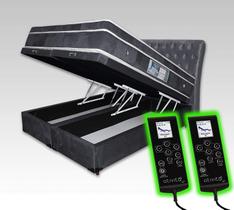 Colchão King 1,93x2,03 com 2 Controles Massageadores Box Baú Bipartido Cabeceira Cor Cinza grafite ALLMAG