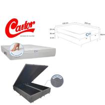 Colchão King Castor Class New Tecnopedic One Face Cama Baú Click Blindada Bipartida 193x203 Conforto e Sofisticação