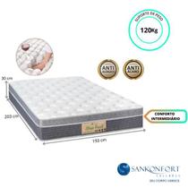 Colchão King Size Sankonfort Sleep Fresh 193x203x30 - Linha Luxo - Molas Ensacadas c/ PIllow Top Confortável