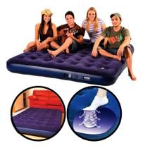 Colchão Multiuso King Fole Inflador Embutido Inflável Mor Azul