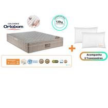 Colchão Ortobom Airtech Casal Padrão Viúva 128x188x30 + 2 Travesseiros de Fibra