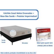 Colchão Ortobom Airtech Molas Ensacadas Base Box Suede Blindada com Protetor Impermeável Casal 138x188