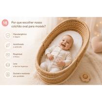 Colchão Oval Para Bebê Moisés Com Fundo Antiderrapante E Acabamento De Alta Qualidade PROMOÇÃO