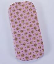 Colchão oval para carrinho Moisés Rosa Ursinhas algodão Colchão oval para carrinho Moisés Rosa Ursinhas algodão