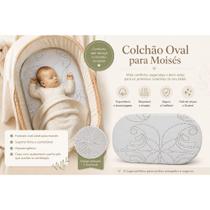 Colchão Oval Para Mini Berço Moisés Infantil Com Tecido Respirável E Fundo Antiderrapante