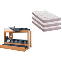 Colchão Physical Ortobom (3un) + Beliche Indy c/ Auxiliar Cinamomo/Off White Colchão Physical Ortobom (3un) + Beliche Indy c/ Auxiliar Cinamomo/Off White