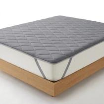 Colchão Pillow Top Cama Solteiro Casal Queen e King Ortopédico Tripla Camada com Poliéster Látex e Espuma Design Moderno na Cor Branco e Cinza