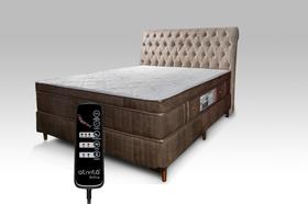 Colchão Queen 1,58x1,98 Com Massageador Base Box Bipartido Marrom Cabeceira Bege