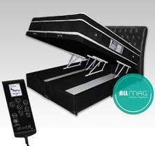 Colchão Queen 1,58x1,98 Massageador Box Baú Bipartido Cabeceira Completo cor Preto ALLMAG