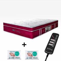 Colchão Queen 1,58x1,98 Ortopédico Com Massageador E Controle Cor Vinho 2 Travesseiros ALLMAG Colchão Queen 1,58x1,98 Ortopédico Com Massageador E Controle Cor Vinho 2 Travesseiros ALLMAG