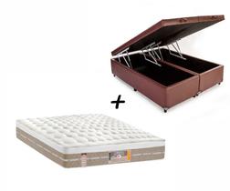 Colchão queen Castor Silver Star Mola Pocket Air One Face e Box Baú Queen Marrom 158x198