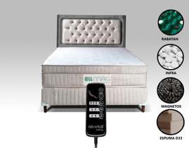 Colchão Queen Com Massageador Box Bipartido Cabeceira Bege Cinza Completo Bege Cl