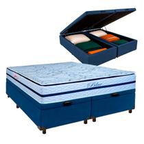 Colchão Queen Molas Ensacadas + Bau Blindado - Blue