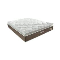 Colchão Queen Molas Ensacadas Cygnus 34x 198x 158cm Montreal Branco/Tecido Suede Tabaco, Malha 340g