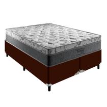 Colchão Queen Palermo e Base Box Marrom Molas Ensacadas