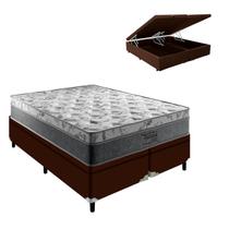 Colchão Queen Palermo Mola Ensacada e Base Box Baú Marrom