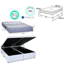 Colchão Queen Protege Sanko Espuma Ortopédica Resistente + Cama Box Baú Jadmax 158x198