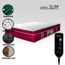 Colchão Queen Size 1,58x1,98 D33 Com Massageador e Controle Operacional cor Vinho ALLMAG