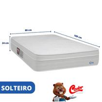 Colchão Solteiro Castor Molas Tecnopedic 88x188x24 Suporte até 110kg Colchão Solteiro Castor Molas Tecnopedic 88x188x24 Suporte até 110kg