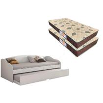 Colchão Solteiro D28 Comfortpedic (2un) + Sofá Cama Funny II Branco