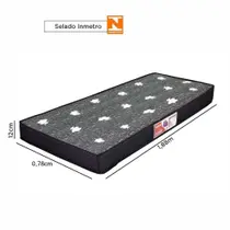 Colchão Solteiro De Espuma Liso D20 Cinza 78 x 188 x 12cm