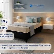 Colchão Solteiro Espuma D33 Sankonfort Toulon com Base Box Blindada Suede 88x188